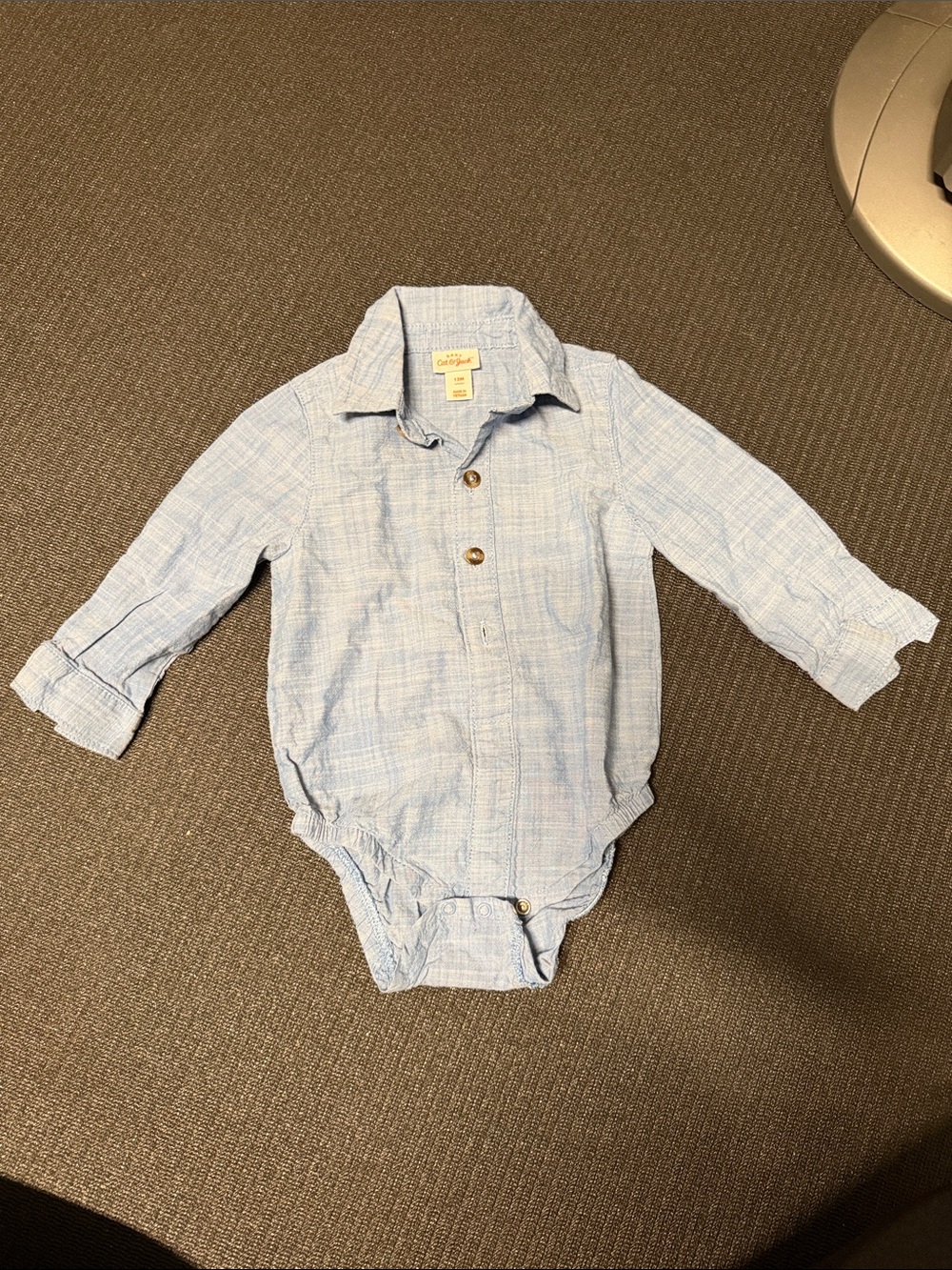Cat & Jack Light Blue Button-Down Baby Bodysuit
